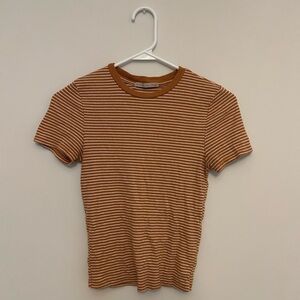 Active USA Brown and White Striped Tee